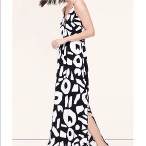 LOFT Navy and White Patterned Maxi